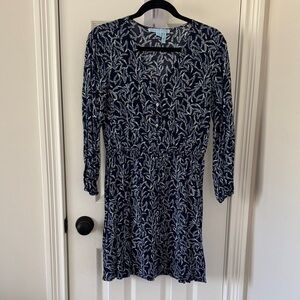 Draper James Navy Blue Patterned Dress